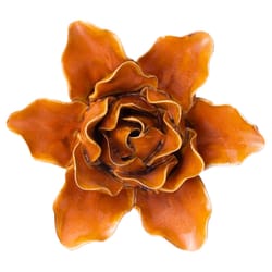 Chive France 2 in. H X 4.25 in. W X 4.25 in. L Glazed Rust Ceramic Lily Wall Flower