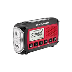 Midland Black/Red Weather Alert Radio Strobe Light Digital Key Wind