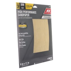 Ace  11 in. L x 9 in. W 320 Grit Aluminum Oxide  Sandpaper  4 pk 