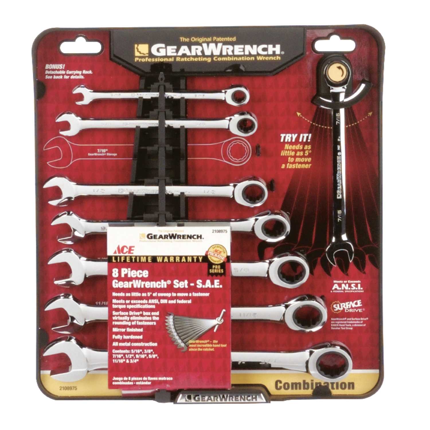Ace Multiple SAE Ratcheting Gearwrench Set 8 pc. Ace Hardware