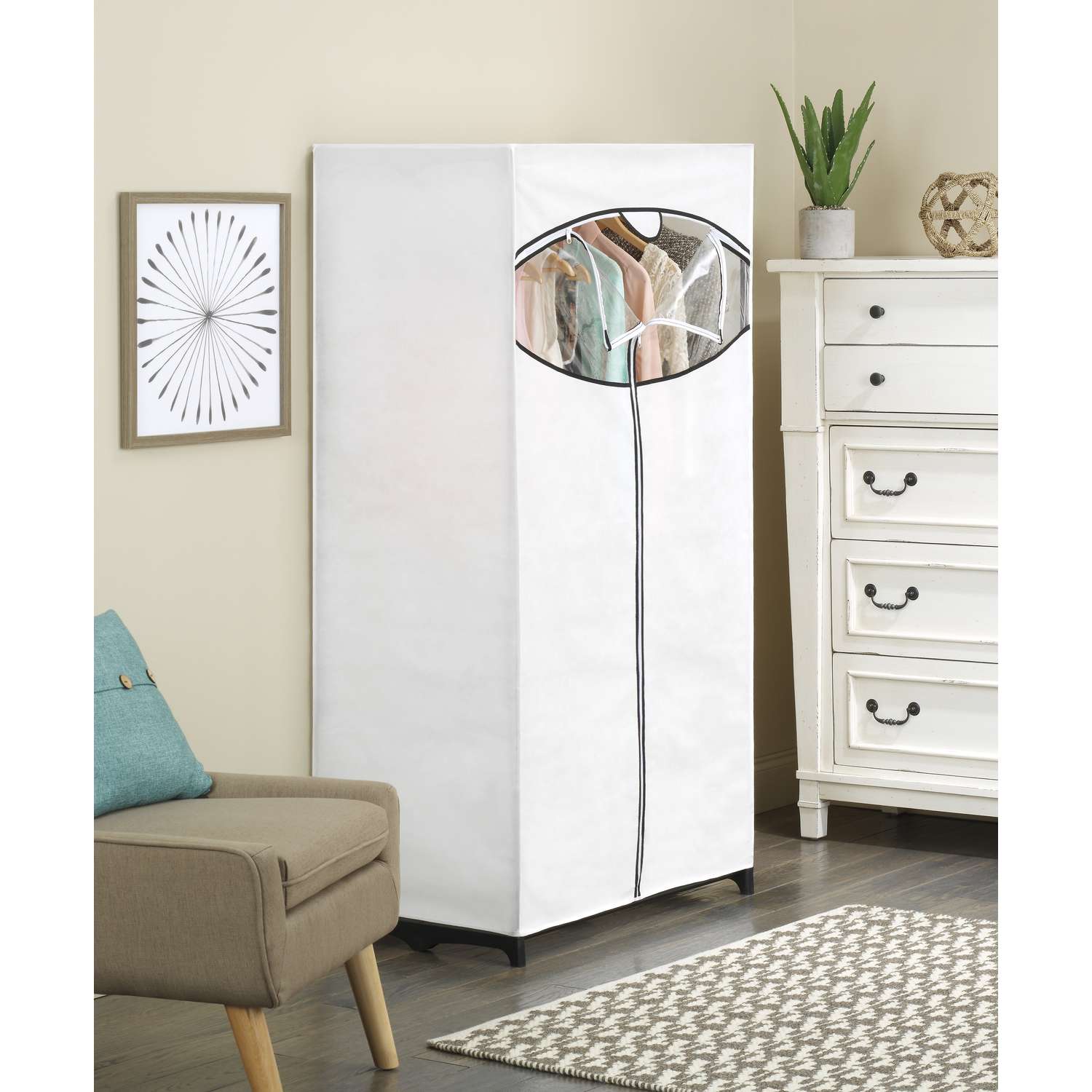 Whitmor 64 in. H X 19-1/2 in. W X 36 in. L Fabric Wardrobe