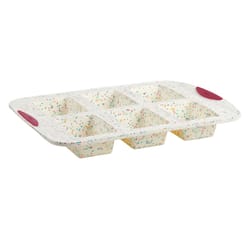 Trudeau Confetti Fuchsia Mini Loaf Pan White