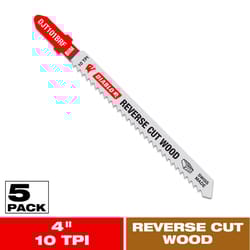 Diablo 4 in. Bi-Metal T-Shank Reverse Cut Wood Jig Saw Blade 10 TPI 5 pk