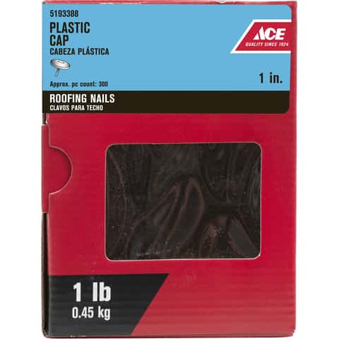 Ace 1 in. Cap Galvanized Plastic/Steel Nail Flat Head 1 lb Ace 1 in. Cap Galvanized Plastic/Steel Nail Flat Head 1 lb