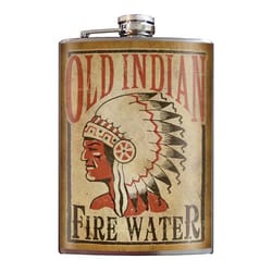 Trixie & Milo Old Indian Fire Water 8 oz Multicolored Stainless Steel Flask