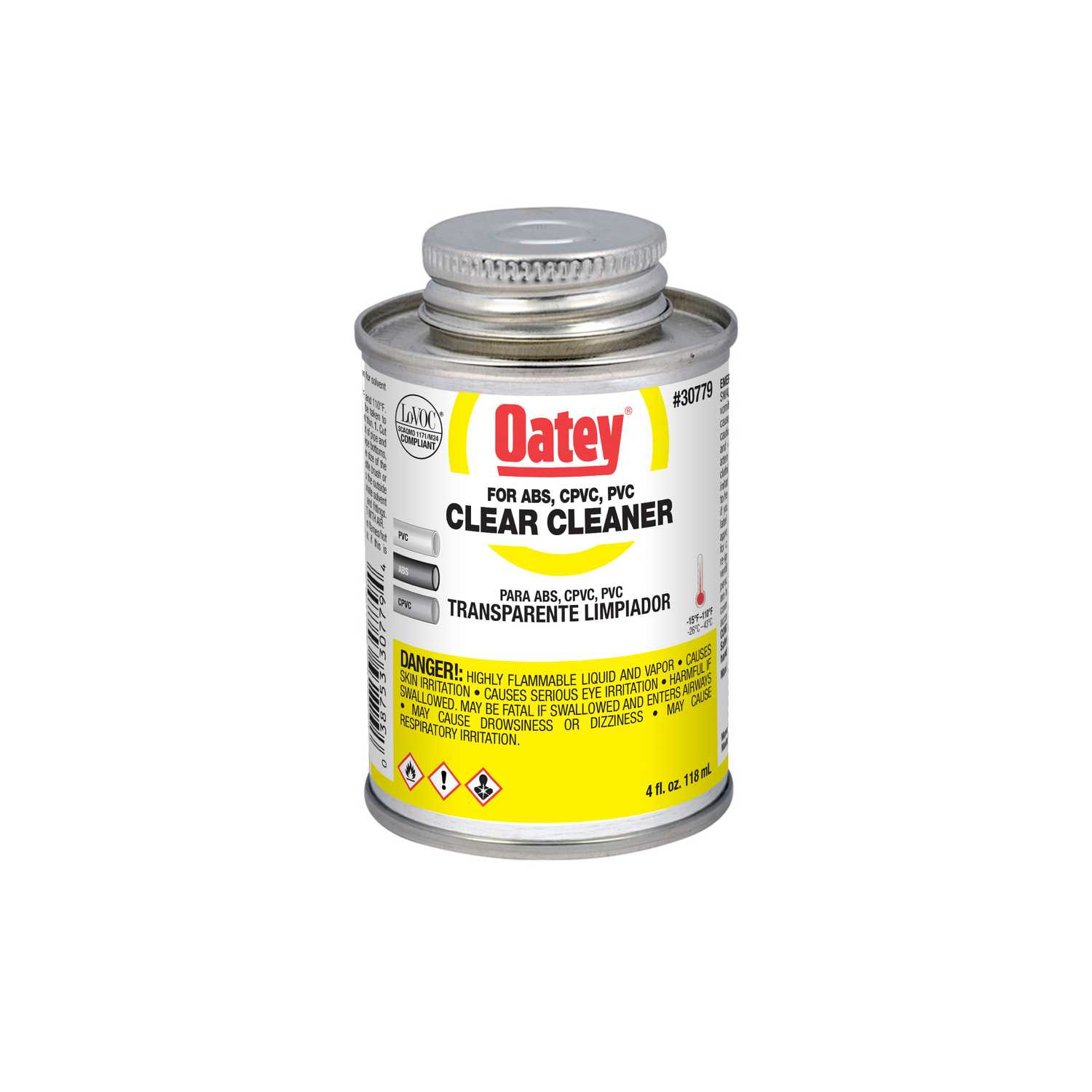 Oatey Clear Cleaner For ABS/CPVC/PVC 4 oz. Ace Hardware