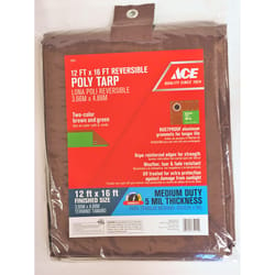Ace 12 ft. W X 16 ft. L Medium Duty Polyethylene Tarp Brown/Green