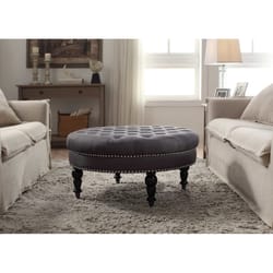 Linon Home Decor Charcoal Gray Fabric Ottoman