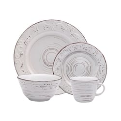 Pfaltzgraff White Stoneware Trellis Dinnerware Set 16 pc