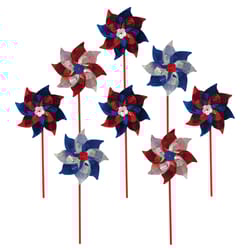 In The Breeze Multicolored Mylar 16 in. H X 8 in. W Patriotic Garden Stake Spinner