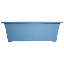 Bloem Dayton 9.5 in. H X 27 in. W X 11.75 in. D Resin Deck Planter Blue