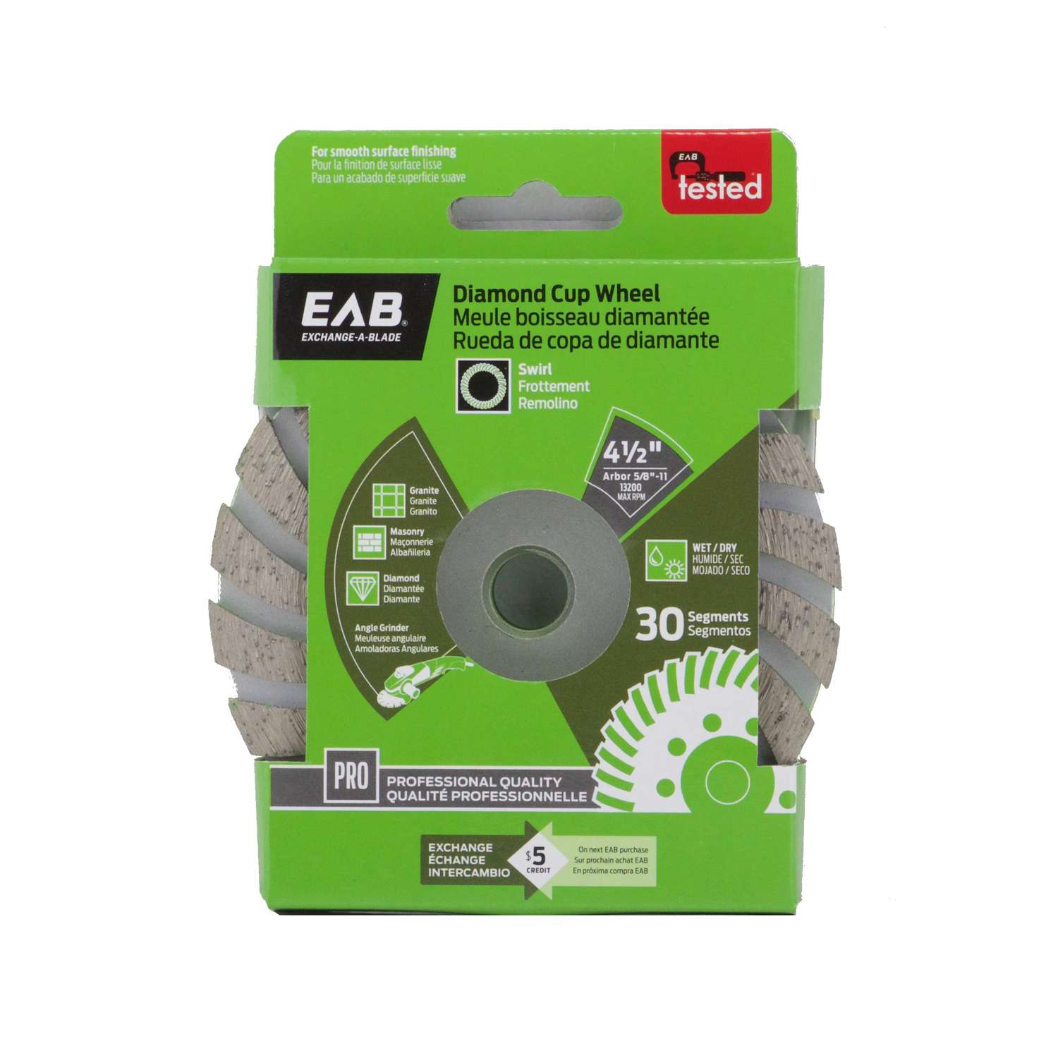 ExchangeABlade 41/2 in. D X 7/8 in. Swirl Cup Grinding Wheel Ace