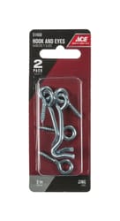 Ace Small Zinc-Plated Silver Steel 2 in. L Hook and Eye 2 pk