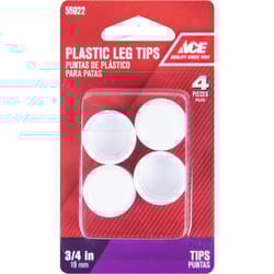 Ace Plastic Leg Tip White Round 3/4 in. W 4 pk