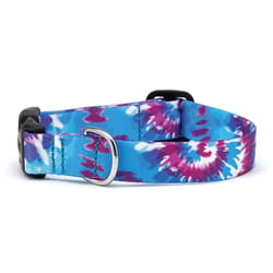 Up Country Blue Tie Dye Nylon Dog Collar Small