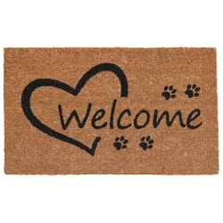 Home & More 1.42 W X 2.42 L Multi-color Open Heart Paws Coir Door Mat