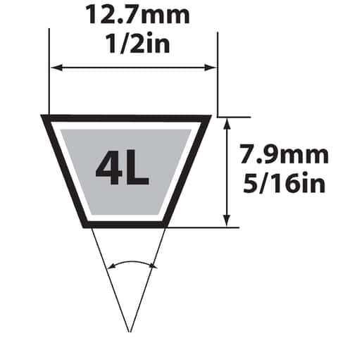 4L860 FHP V-Belt, L Belt Section, Rubber, 86 Length