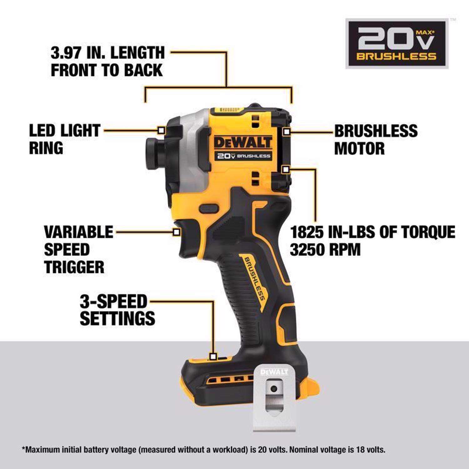 DeWalt 20V MAX ATOMIC 1 4 in. Cordless Brushless 3 Speed Impact Driver Tool Only