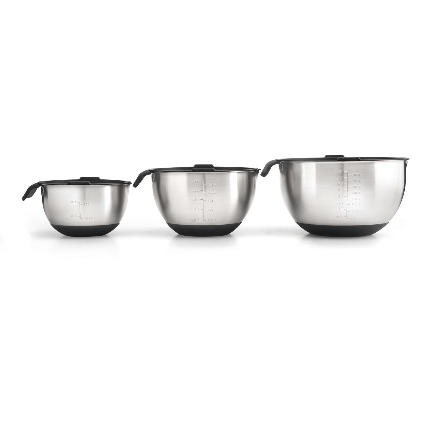 Napoleon 5 cups Stainless Steel Silver Marinating Bowl Set 3 pc Sansujyuku sansujyuku.com
