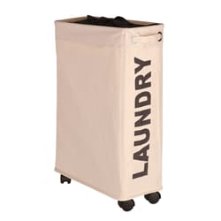 Wenko Corno Beige Polyester Wheeled Laundry Basket