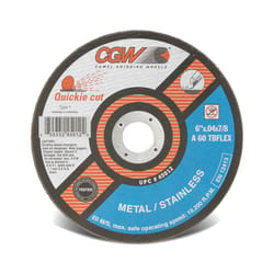 CGW Quickie Cut 4-1/2 in. D X 7/8 in. Aluminum Oxide Cut-Off Wheel 1 pc