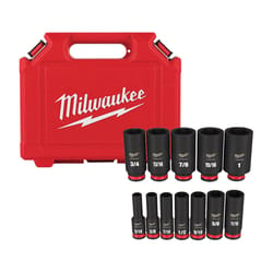 Milwaukee Shockwave 3/8 in. drive SAE 6 Point Square Deep Socket Set 12 pc