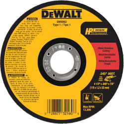 DeWalt 4-1/2 in. D X 7/8 in. Aluminum Oxide Metal Cut-Off Wheel 1 pc