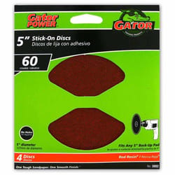 Gator 5 in. Aluminum Oxide Adhesive Sanding Disc 60 Grit Coarse 4 pk