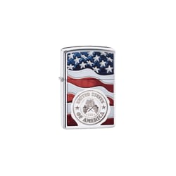 Zippo Silver United States of America on Flag Lighter 1 pk
