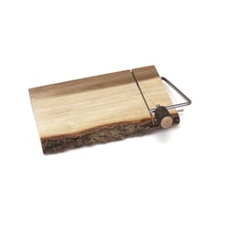 Lipper International Rustic 10.25 in. L X 7.75 in. W X 1.13 in. Acacia Wood Cheese Board with Slicer