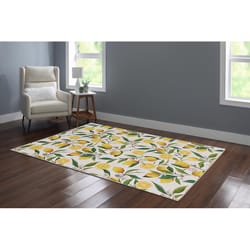 Linon Home Decor Trella 5 ft. W X 7 ft. L Yellow Lemon Branch Polyester Accent Rug