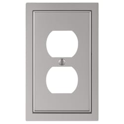 Amerelle Shaker Satin Nickel Gray 2 gang Zinc Duplex Wall Plate 1 pk