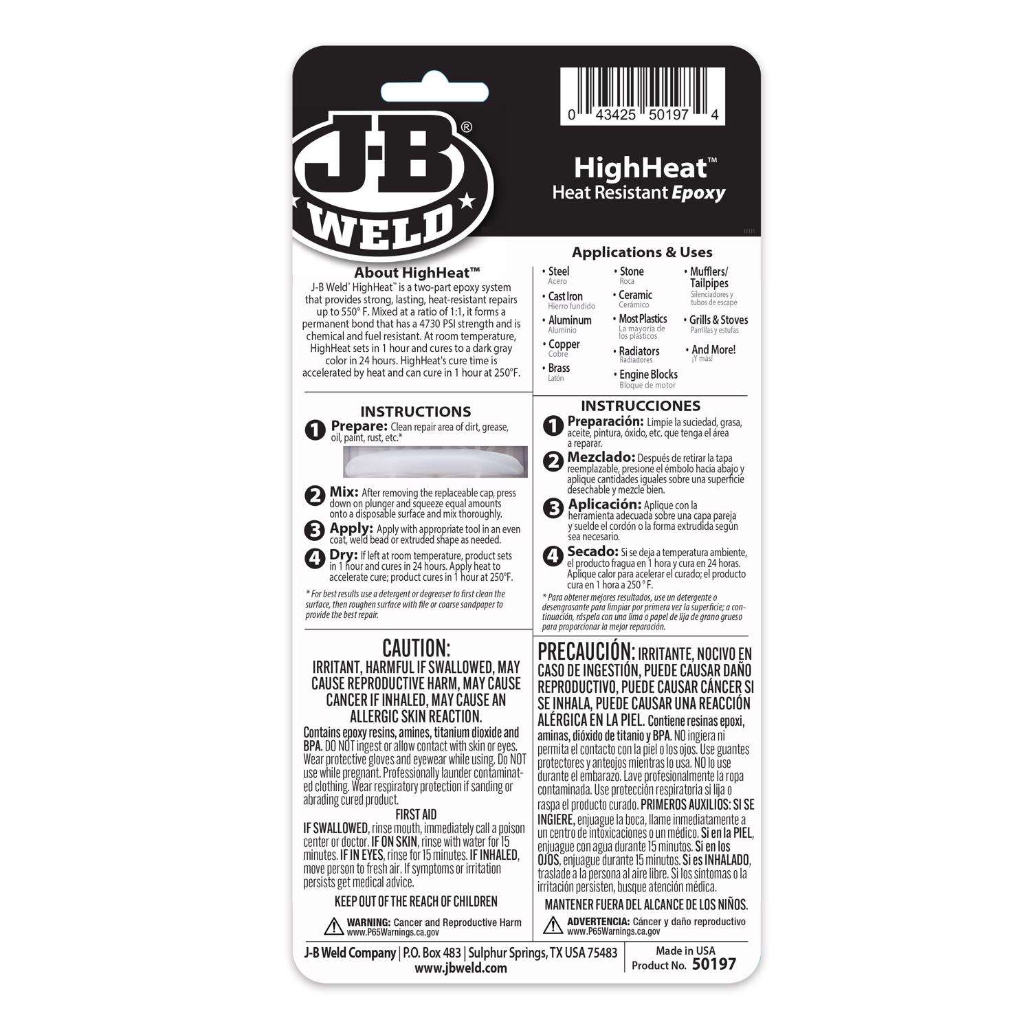 J-B WELDX High Heat Gray Epoxy Putty Stick - Temperature Resistant