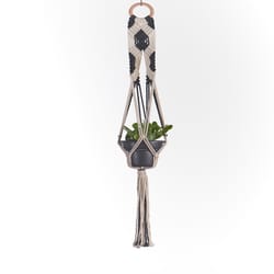 Primitive Planters Black/White Cotton 42 in. H Woven Plant Hanger 1 pk