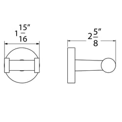 Huntington Brass Euro 1.9 in. W X 2.6 in. L Satin Nickel Silver Robe Hook