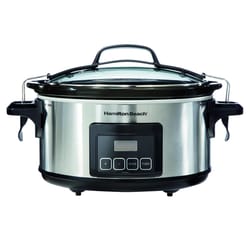Hamilton Beach Stay or Go 6 qt Silver Stainless Steel Programmable Slow Cooker