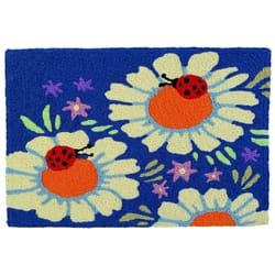 Jellybean 20 in. W X 30 in. L Multi-Color Ladybugs on Daisies Polyester Accent Rug