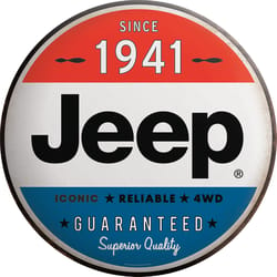 Open Road Brands Jeep Logo Button Sign Tin 1 pk