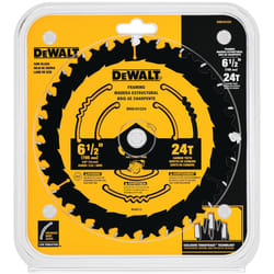 DeWalt 6-1/2 in. D X 5/8 in. Tungsten Carbide Circular Saw Blade 24 teeth 1 pk