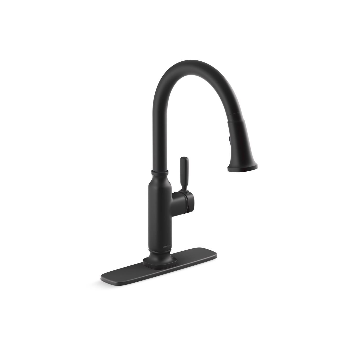 Kohler Ackley One Handle Matte Black Pull-Down Kitchen Faucet
