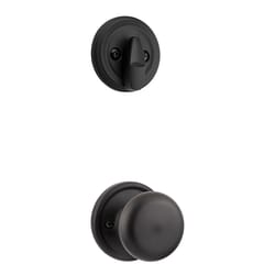 Kwikset Signature Hancock Knob Iron Black Inside Trim Handleset 1-3/4 in.