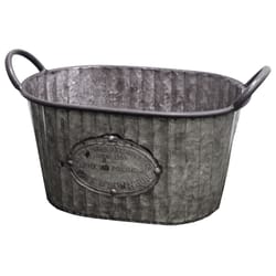 Avera Products 8.8 in. H X 8 in. W X 15 in. D Metal Country Planter Gray