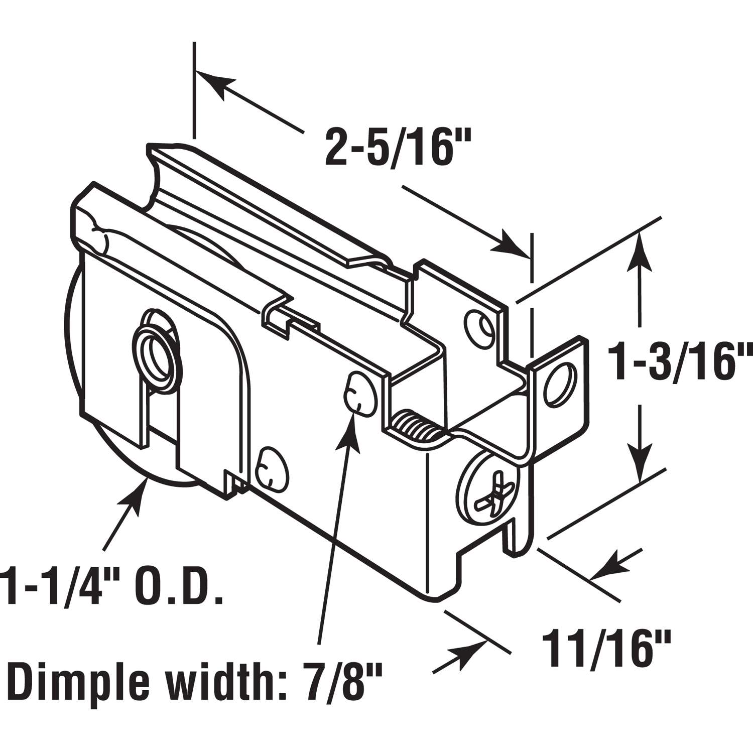 Prime-Line 1-1/4 in. D X 3/8 in. L Steel Patio Door Roller Assembly 1 pk Prime-Line 1-1/4 in. D X 3/8 in. L Steel Patio Door Roller Assembly 1 pk