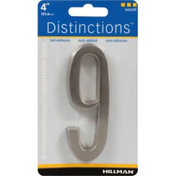 Hillman Distinctions 4 in. Silver Zinc Die-Cast Self-Adhesive Number 9 1 pc