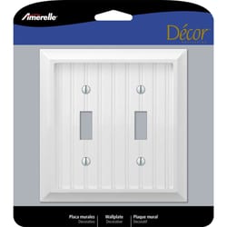 Amerelle Cottage White 2 gang Wood Toggle Wall Plate 1 pk