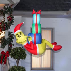 Dr. Seuss Airblown LED Grinch 4 ft. Hanging Grinch With Presents Inflatable