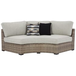 Signature Design by Ashley Calworth Brown Aluminum Frame Curved Loveseat Beige