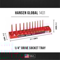 Hansen Global 9 in. L X 1/4 in. drive SAE Socket Tray 1 pc