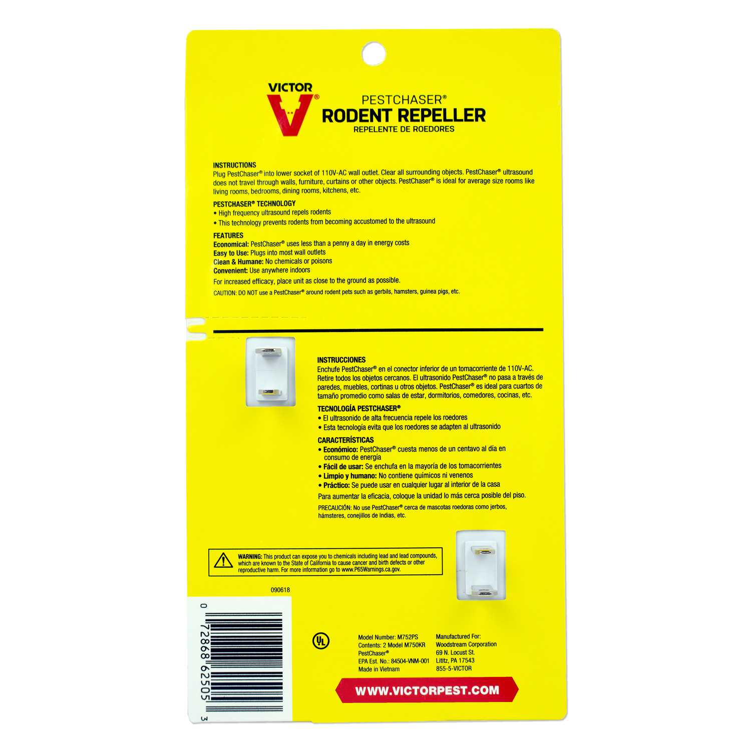 Victor PestChaser PlugIn Electronic Pest Repeller For Rodents 2 pk