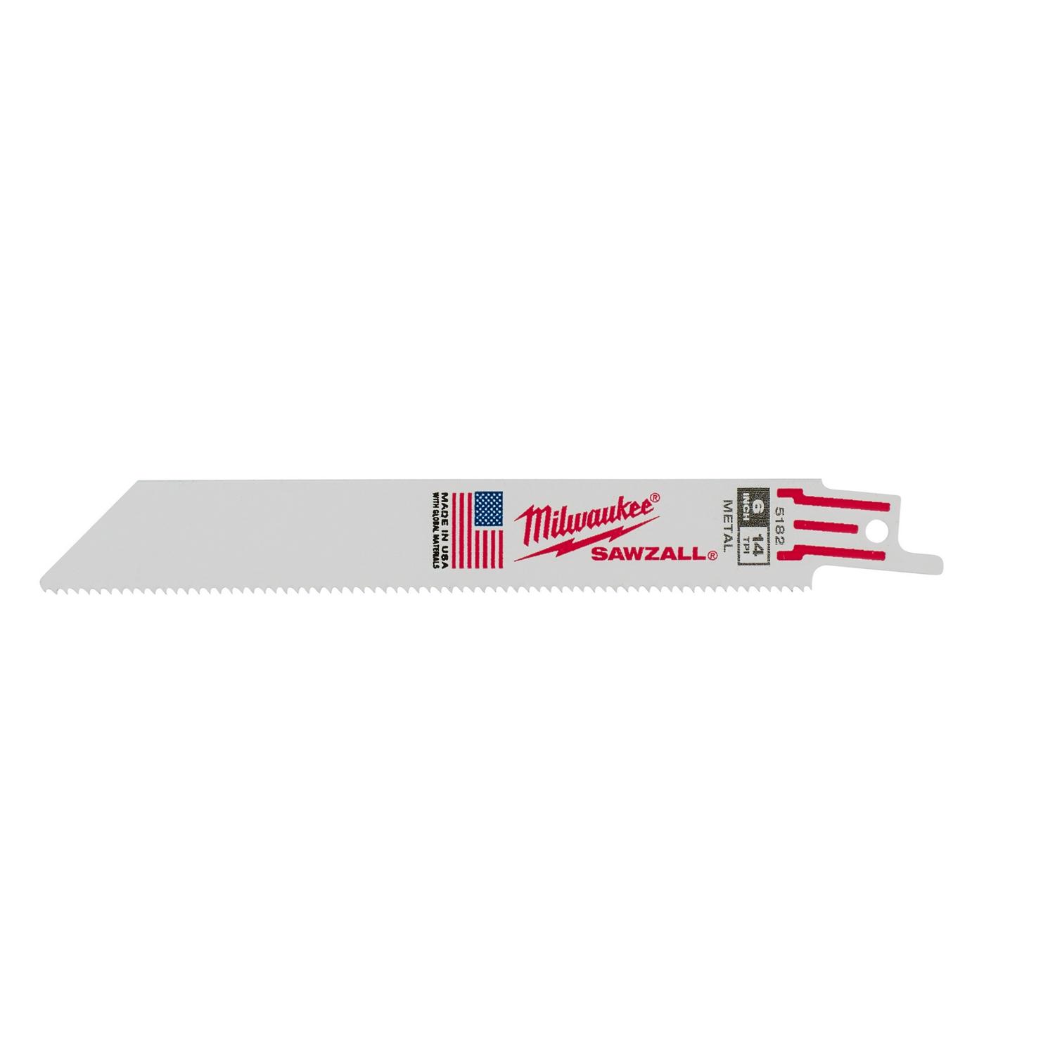 Milwaukee SAWZALL 6 in. Bi-Metal Reciprocating Saw Blade 14 TPI 1 pk ...